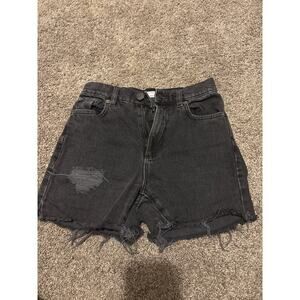 Garage Vintage Straight Black Distressed Jean Shorts Size 00